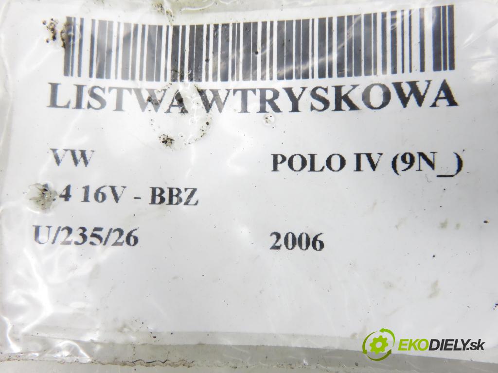 VW POLO (9N_) HB 2006 74,00 1.4 16V - BBZ 1390,00 Lišta vstrekovacia 036906031L ; 036133320 (Vstrekovacia lišta)