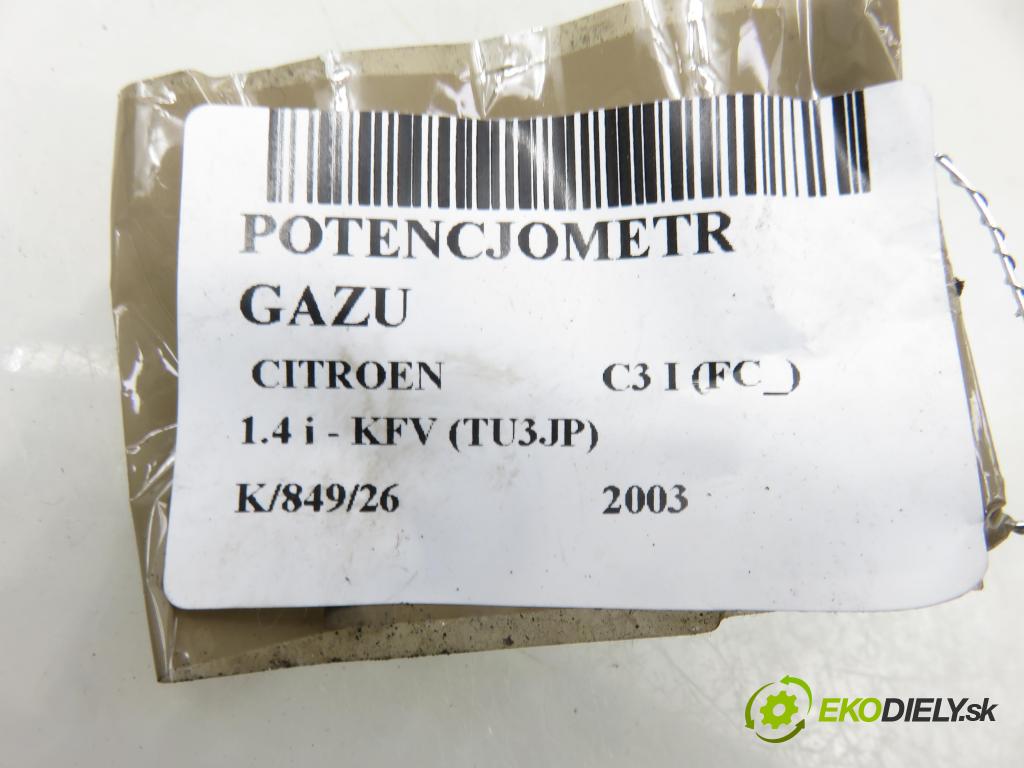 CITROEN C3 I (FC_) HB 2003 54,00 1.4 i - KFV (TU3JP) 1360,00 Potenciometer plynu 0280752251 ; 9646702180 ; F00C3E2427 (Potenciometer plynového pedálu)