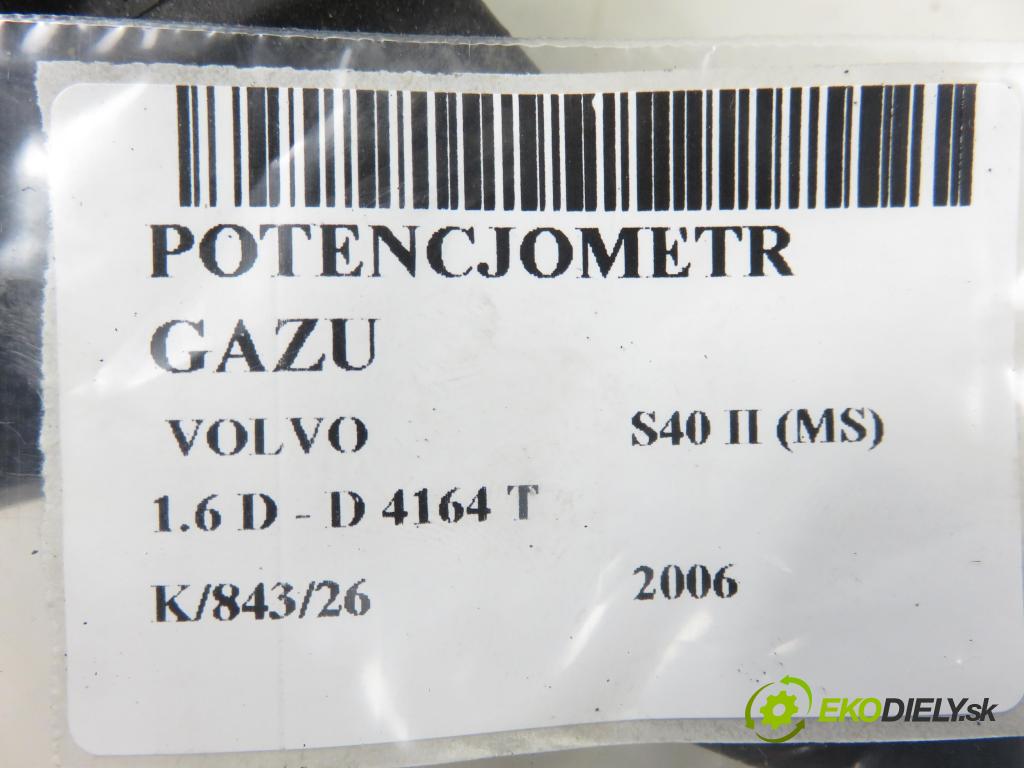 VOLVO S40 II (MS) SEDAN 2006 81,00 1.6 D - D 4164 T 1560,00 Potenciometer plynu 4M519F836AH ; 6PV00864101 (Potenciometer plynového pedálu)