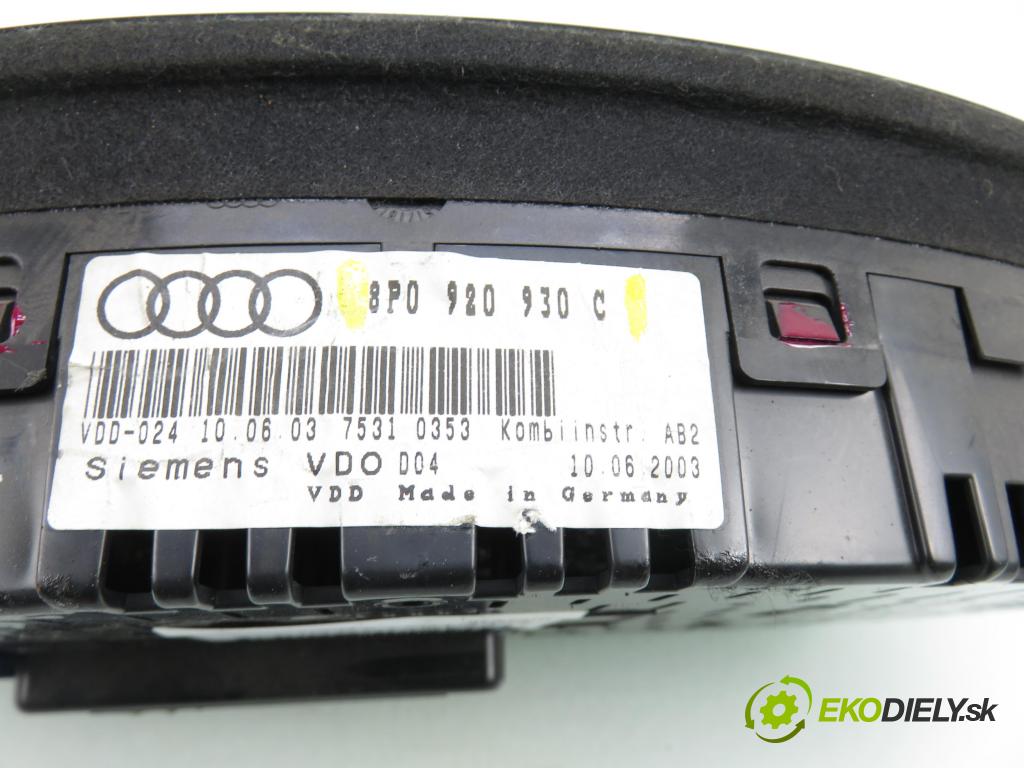 AUDI A3 (8P1) HB 2003 77,00 1.9 TDI PD 105 - BKC 1896,00 Prístrojovka elektrický 8P0920930C