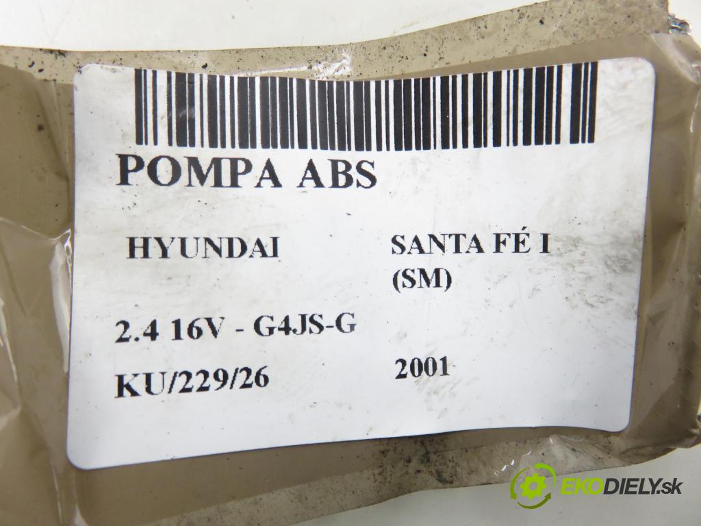 HYUNDAI SANTA FÉ I (SM) SUV 2001 0,00 2.4 16V - G4JS-G 2351,00 Pumpa ABS 5890026050 ; 9566026300 ; BH60101100 (Pumpa ABS)