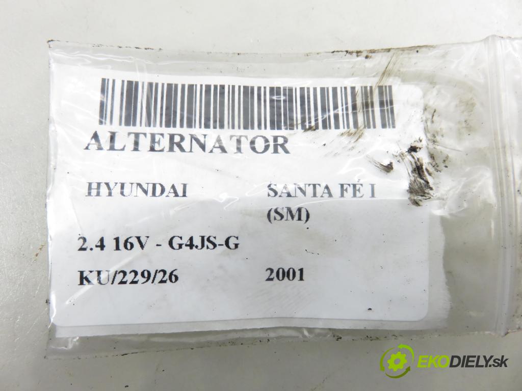 HYUNDAI SANTA FÉ I (SM) SUV 2001 0,00 2.4 16V - G4JS-G 2351,00 Alternátor 3730038700 ; AB195141 (Alternátor)