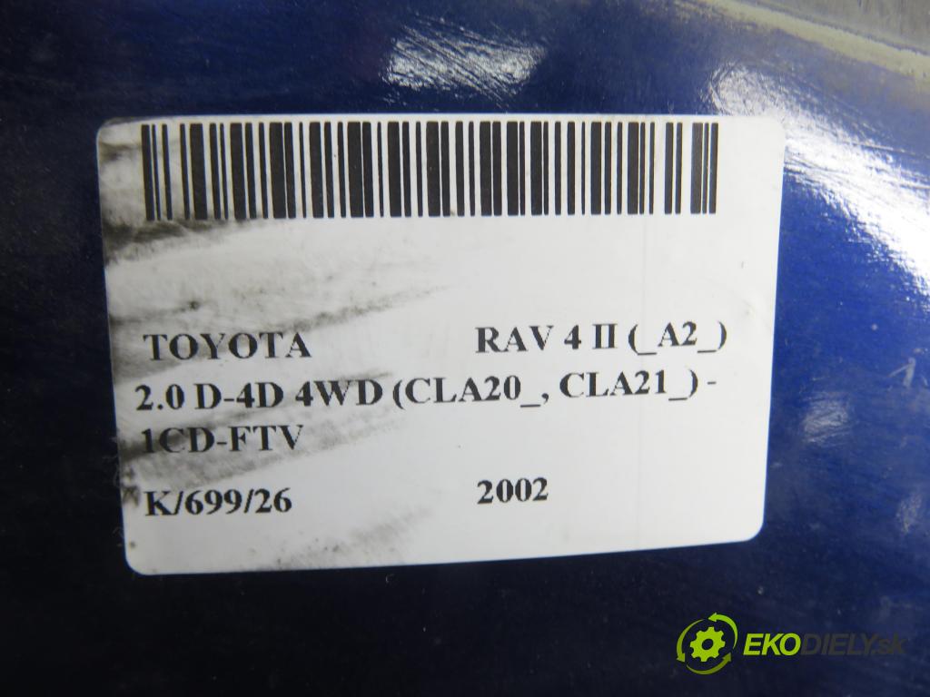 TOYOTA RAV 4 II (_A2_) SUV 2002 85,00 2.0 D-4D 4WD 116 - 1CD-FTV 1995,00 Vešiak: KOLA: ZÁLOHOVANIE: 6477342030 ; 6477142060