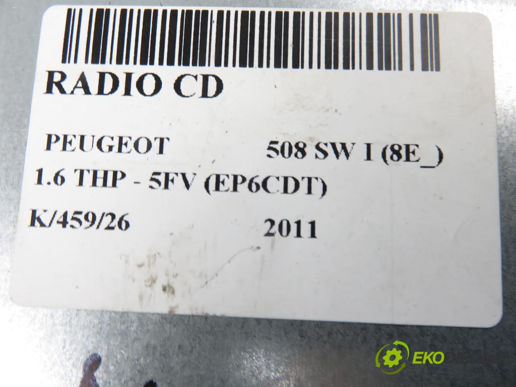 PEUGEOT 508 SW I (8E_) KOMBI 2011 115,00 1.6 THP - 5FV (EP6CDT) 1598,00 RADIO CD 9678276480