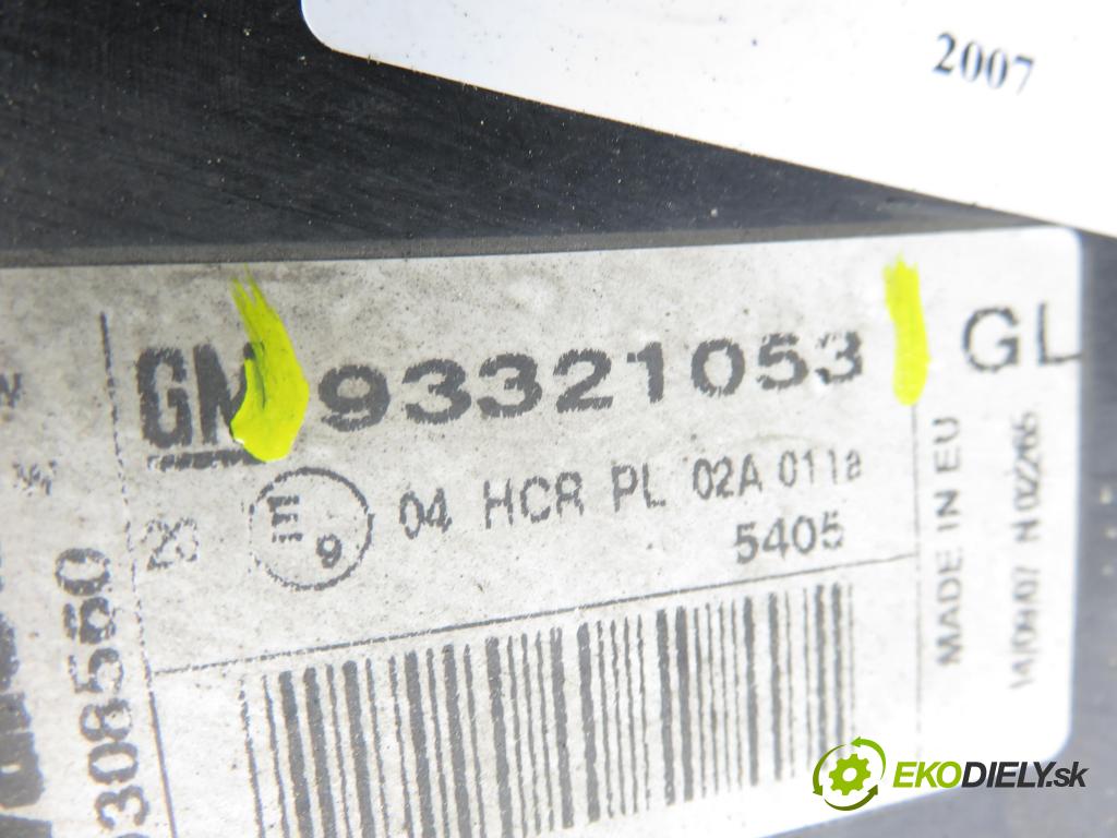OPEL MERIVA A nadwozie wielkoprzestrzenne (MPV) (X03) HB 2007 77,00 1.6 16V 105 - Z 16 XEP 1598,00 Svetlo PP 93321053