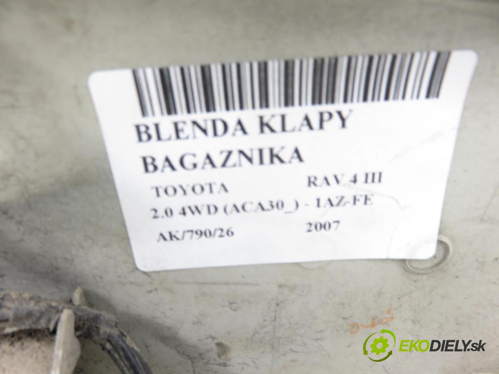 TOYOTA RAV 4 III (_A3_) SUV 2007 112,00 2.0 4WD 152 - 1AZ-FE 1998,00 Zadné čelo dverí kufor 7680142040 ; 7680142070