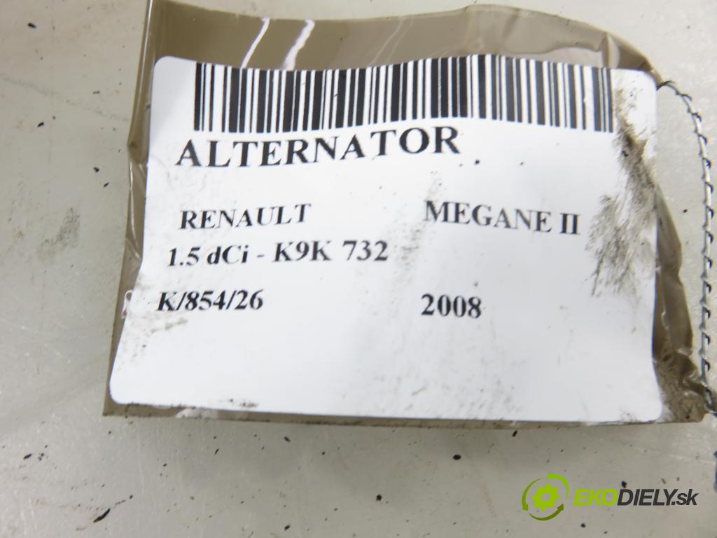 RENAULT MEGANE II (BM0/1_, CM0/1_) HB 2008 78,00 1.5 dCi 106 - K9K 732 1461,00 Alternátor 8200772726A (Alternátor)