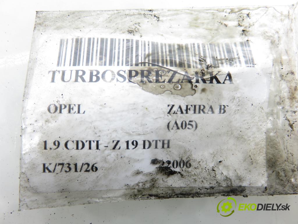 OPEL ZAFIRA B (A05) MINIVAN 2006 110,00 1.9 CDTI 150 - Z 19 DTH 1910,00 Turbodúchadlo 55196766 (Turbodúchadlo (kompletné))