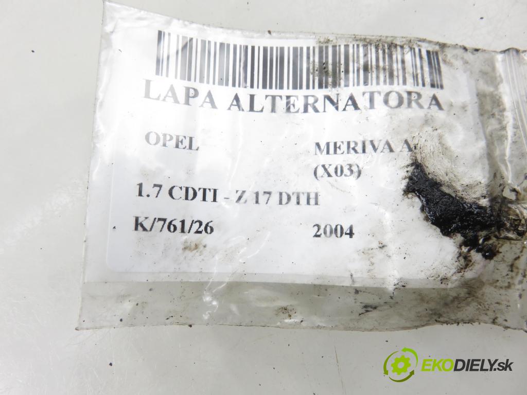 OPEL MERIVA A nadwozie wielkoprzestrzenne (MPV) (X03) HB 2004 74,00 1.7 CDTI 100 - Z 17 DTH 1686,00 Uchytenie alternátora 897264512 ; 897264513
