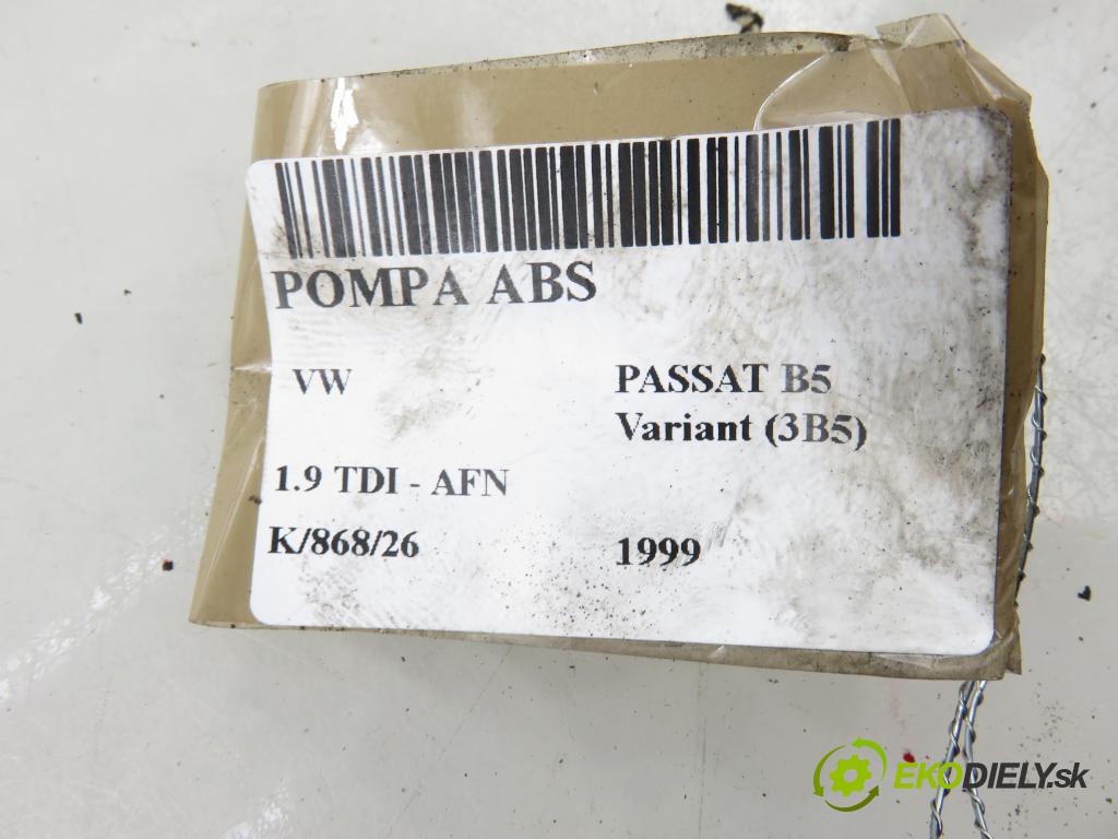 VW PASSAT B5 Variant (3B5) KOMBI 1999 81,00 1.9 TDI - AFN 1896,00 Pumpa ABS 0273004281 ; 8E0614111AB ; 0265216559 (Pumpa ABS)