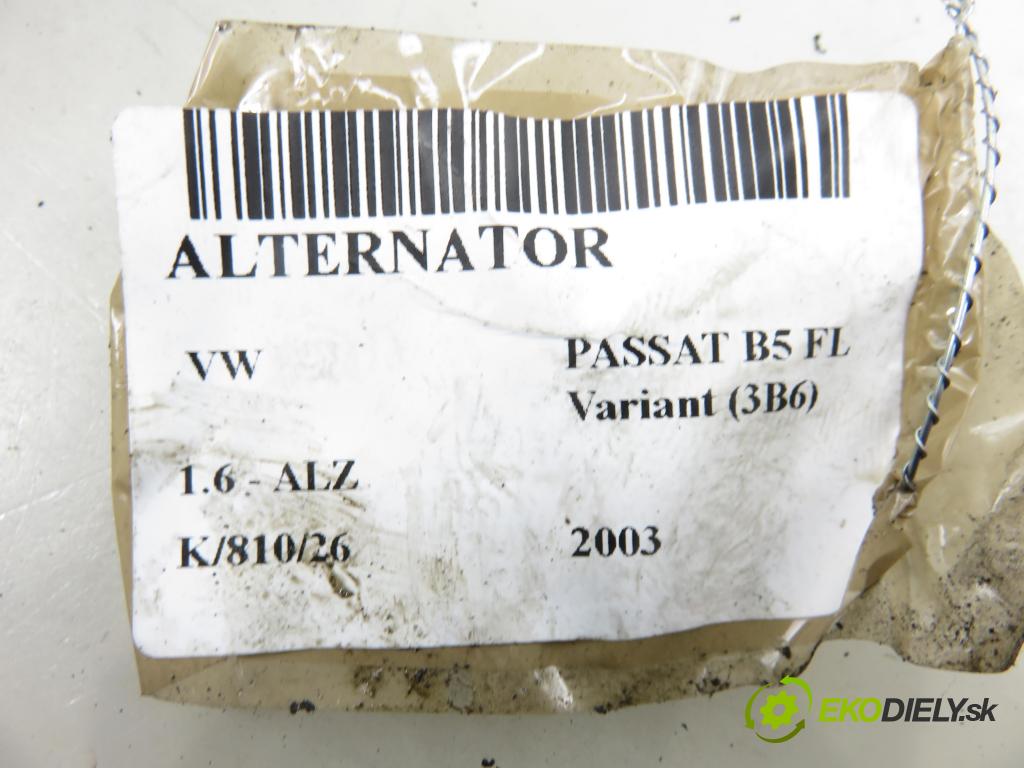 VW PASSAT B5.5 Variant (3B6) KOMBI 2003 75,00 1.6 - ALZ 1595,00 Alternátor 06B903016D (Alternátor)