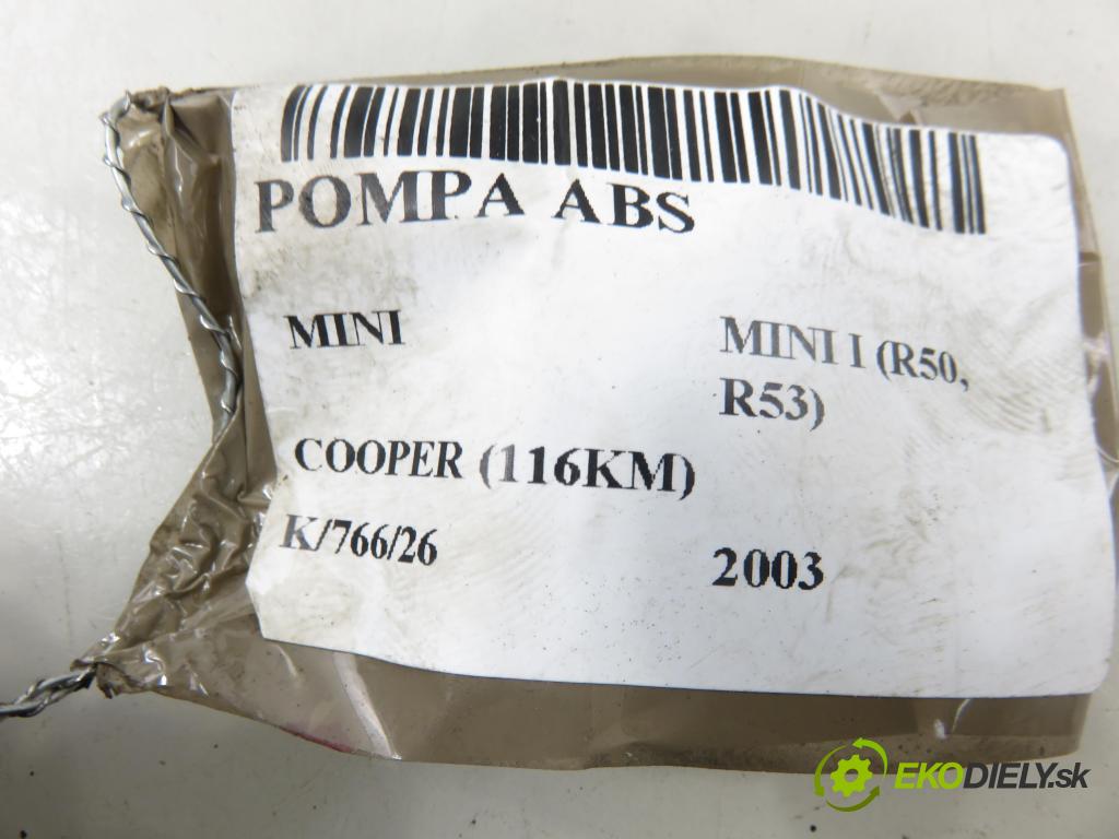 MINI MINI I (R50, R53) HB 2003 85,00 COOPER (116KM) 1598,00 Pumpa ABS 6760266 ; 6760265 ; 10096008683 (Pumpa ABS)