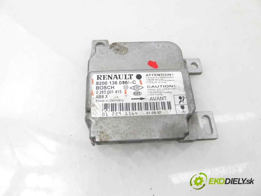 RENAULT CLIO II (BB_, CB_) HB 2001 43,00 1.2 (BB0A, BB0F, BB10, BB1K, BB28, BB2D, BB2H, CB0 1149,00 MODUL air BAG 8200136038C ; 0285001415