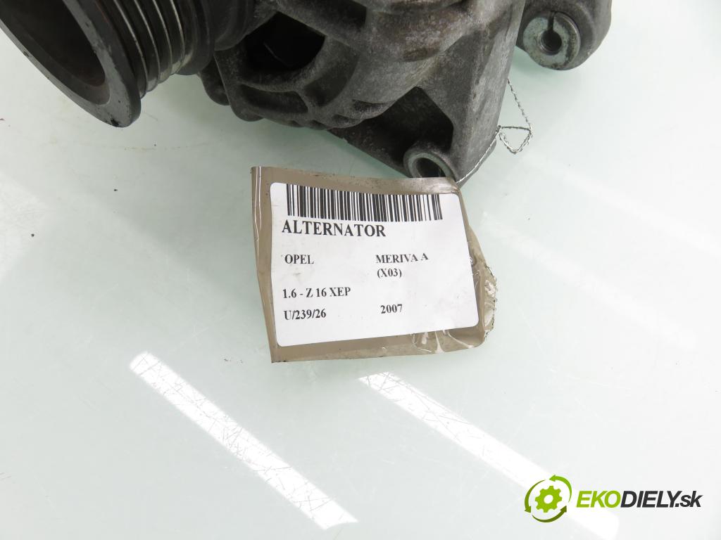 OPEL MERIVA A nadwozie wielkoprzestrzenne (MPV) (X03) HB 2007 77,00 1.6 16V 105 - Z 16 XEP 1598,00 Alternátor 13229984 ; 0124325163 (Alternátor)