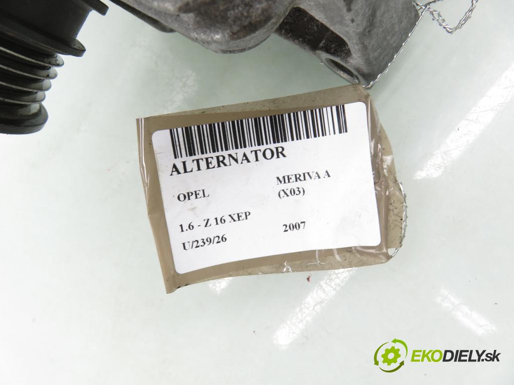 OPEL MERIVA A nadwozie wielkoprzestrzenne (MPV) (X03) HB 2007 77,00 1.6 16V 105 - Z 16 XEP 1598,00 Alternátor 13229984 ; 0124325163 (Alternátor)