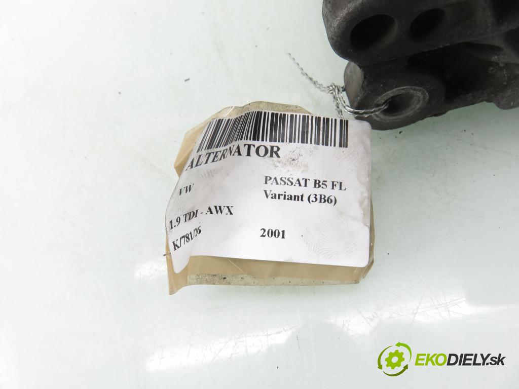VW PASSAT B5.5 Variant (3B6) KOMBI 2001 96,00 1.9 TDI - AWX 1896,00 Alternátor 0124515083 ; 028903031 (Alternátor)