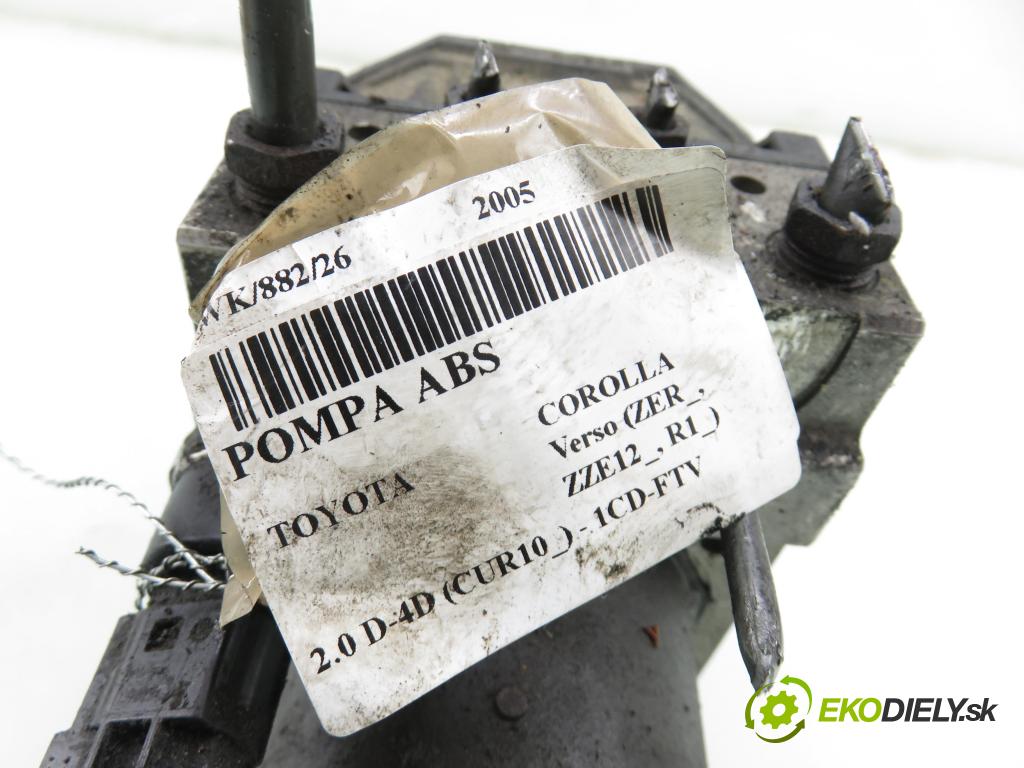 TOYOTA COROLLA Verso (ZER_, ZZE12_, R1_) MINIVAN 2005 85,00 2.0 D-4D (CUR10_) - 1CD-FTV 1995,00 Pumpa ABS 0265950130 ; 895410F010 (Pumpa ABS)