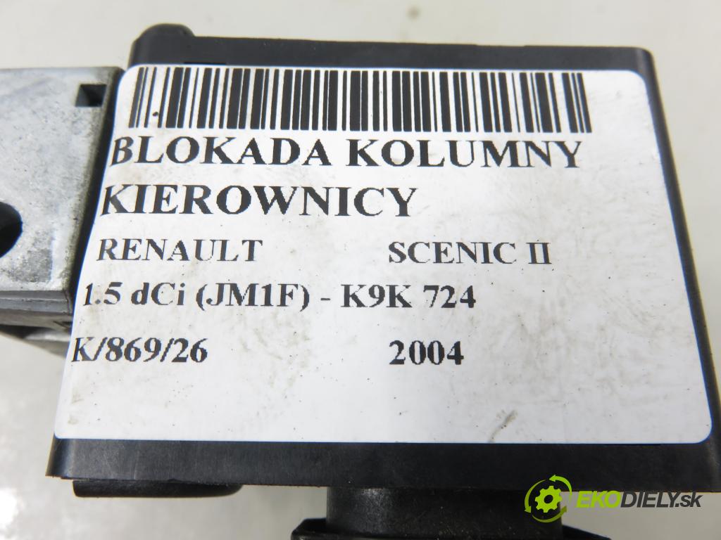RENAULT SCENIC II (JM0/1_) MINIVAN 2004 63,00 1.5 dCi (JM1F) - K9K 724 1461,00 blokáda tyče volantu 8200468515 ; E0160200