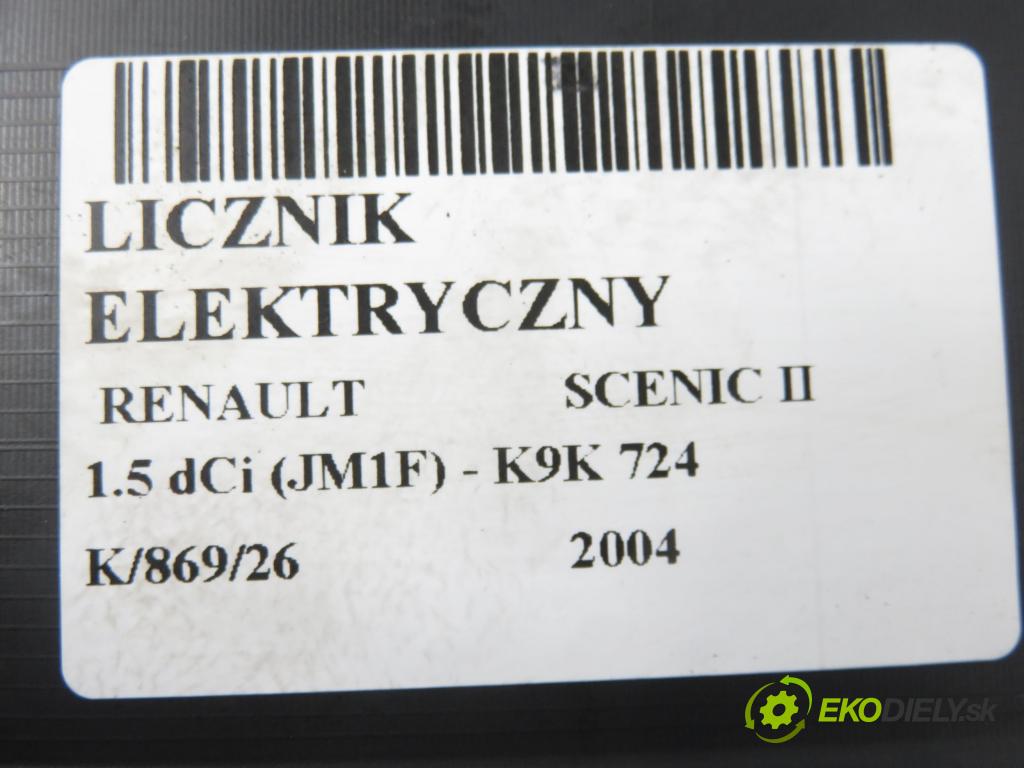 RENAULT SCENIC II (JM0/1_) MINIVAN 2004 63,00 1.5 dCi (JM1F) - K9K 724 1461,00 Prístrojovka elektrický 8200461294H