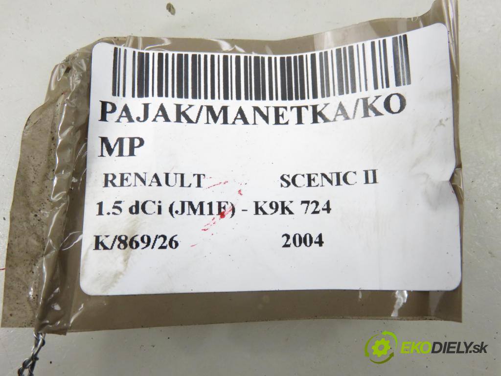 RENAULT SCENIC II (JM0/1_) MINIVAN 2004 63,00 1.5 dCi (JM1F) - K9K 724 1461,00 páčka/prepínač 8200127728