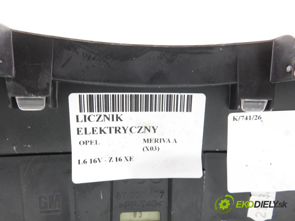 OPEL MERIVA A nadwozie wielkoprzestrzenne (MPV) (X03) HB 2003 74,00 1.6 16V - Z 16 XE 1598,00 Prístrojovka elektrický 13163913DH