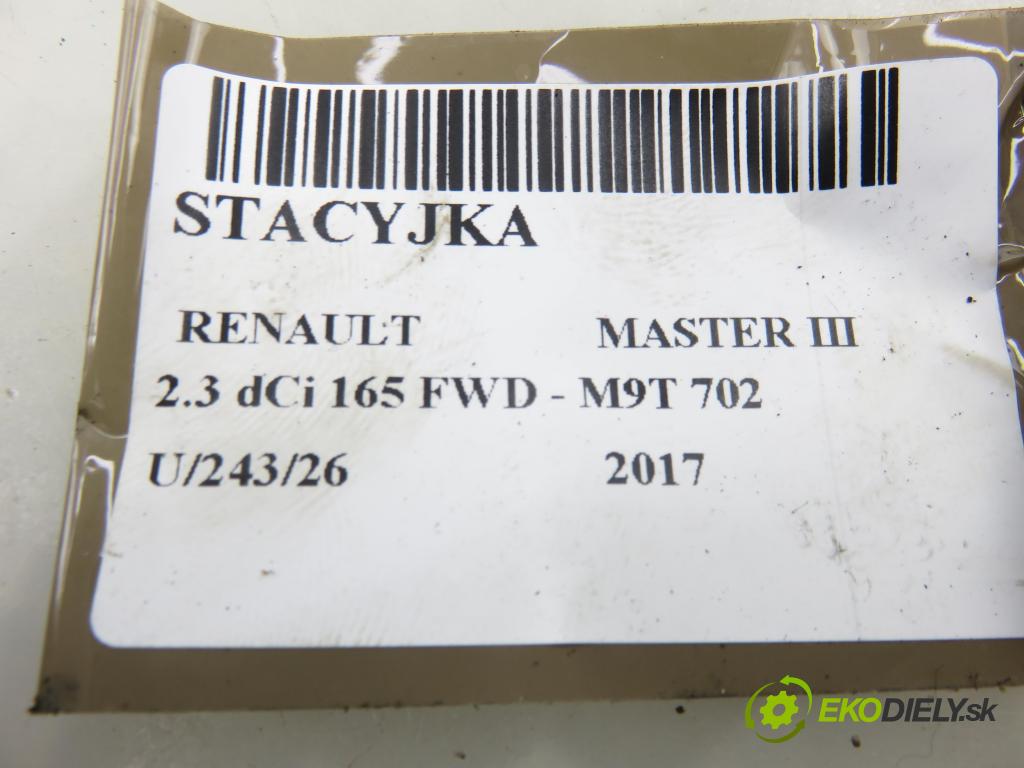 RENAULT MASTER III Platforma / podwozie (EV, HV, UV) KABINA/PLATFORMA 2017 120,00 2.3 dCi 165 FWD - M9T 702 2298,00 spinačka N0502060B01 ; N0502060 ; 8200405701F (Spínacia skrinka)