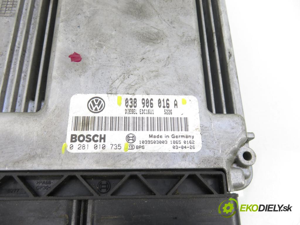 VW TRANSPORTER V Autobus (7HB, 7HJ, 7EB, 7EJ, 7EF, 7EG, 7HF, 7E BUS 2003 77,00 1.9 TDI - AXB 1896,00 Riadiaca jednotka Motor 038906016A ; 0281010735