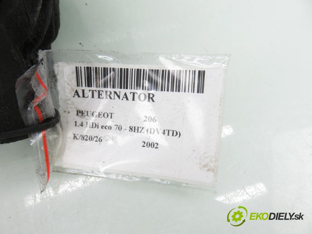 PEUGEOT 206 liftback (2A/C) HB 2002 50,00 1.4 HDi eco 70 - 8HZ (DV4TD) 1398,00 Alternátor 9646476280 (Alternátor)