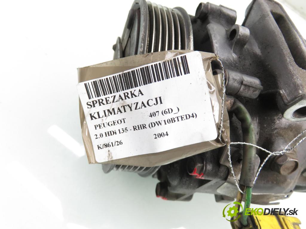 PEUGEOT 407 (6D_) SEDAN 2004 100,00 2.0 HDi 135 - RHR 1997,00 KOMPRESOR: klimatizace 9648138980 (Kompresor klimatizace)
