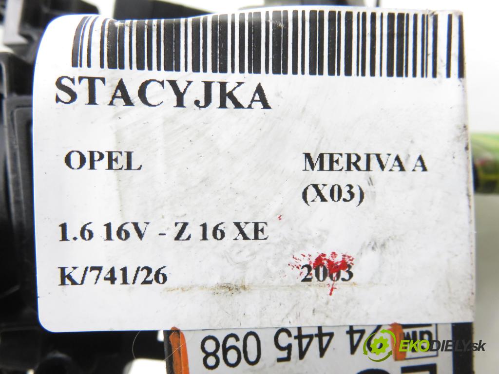 OPEL MERIVA A nadwozie wielkoprzestrzenne (MPV) (X03) HB 2003 74,00 1.6 16V - Z 16 XE 1598,00 spinačka 90589389 ; 5WK4763 ; 24445098 (Spínacia skrinka)