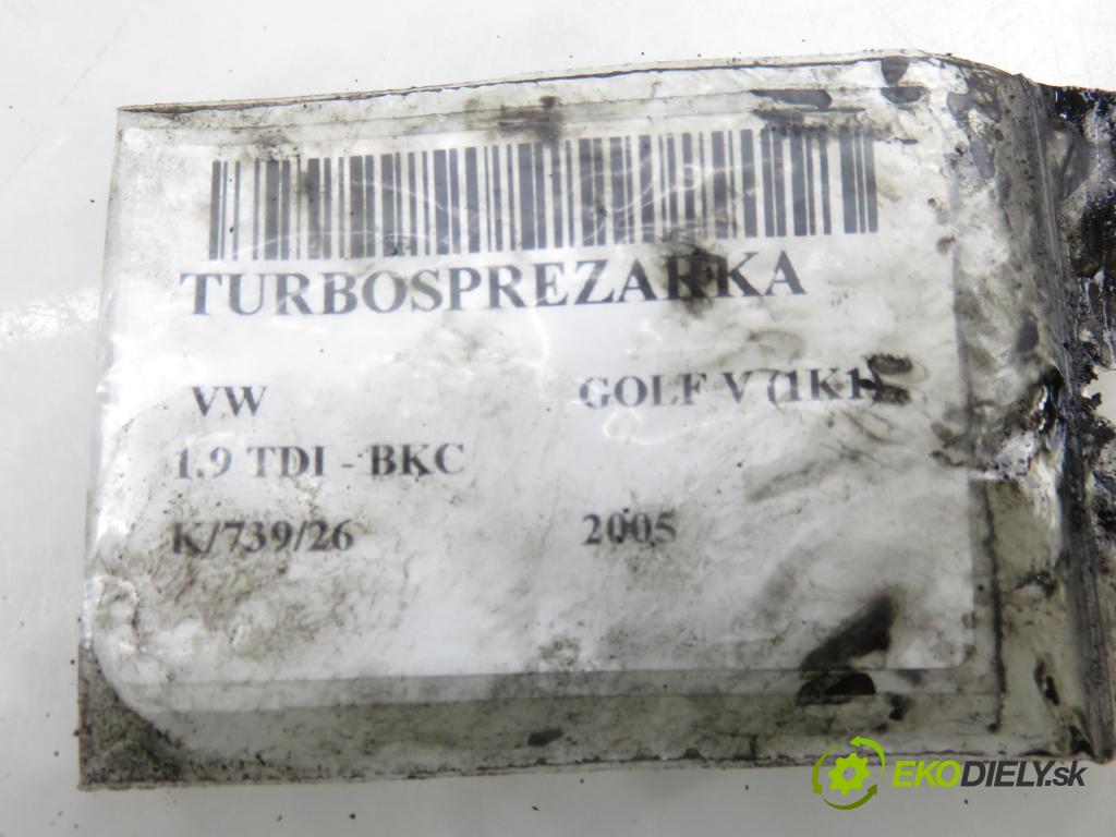 VW GOLF V (1K1) HB 2005 77,00 1.9 TDI PD 105 - BKC 1896,00 Turbodúchadlo 03G253014F (Turbodúchadlo (kompletné))