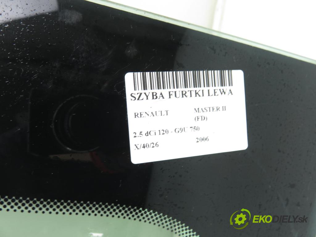 RENAULT MASTER II Skrzynia (FD) FURGON 2006 84,00 2.5 dCi 120 - G9U 750 2464,00 Okno dvierka ľavá strana
