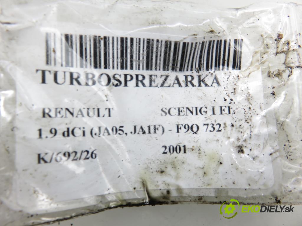 RENAULT SCENIC I (JA0/1_) MINIVAN 2001 75,00 1.9 dCi 102 - F9Q 732 1870,00 Turbodúchadlo 7700105102C (Turbodúchadlo (kompletné))