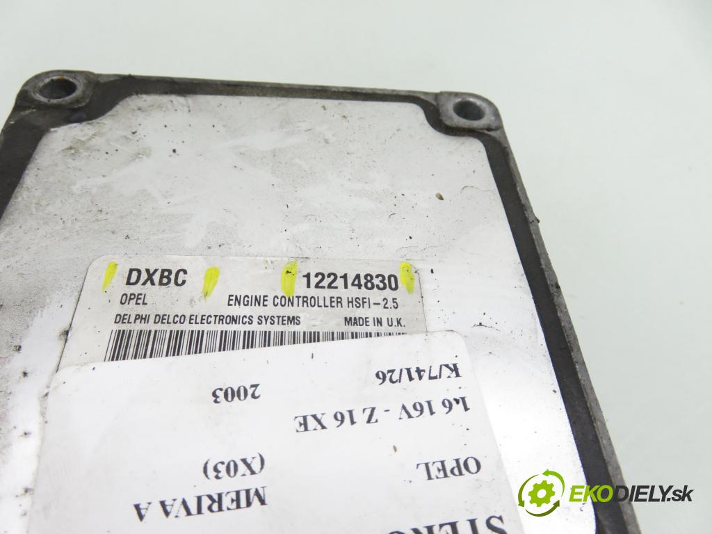 OPEL MERIVA A nadwozie wielkoprzestrzenne (MPV) (X03) HB 2003 74,00 1.6 16V - Z 16 XE 1598,00 Riadiaca jednotka Motor 12214830