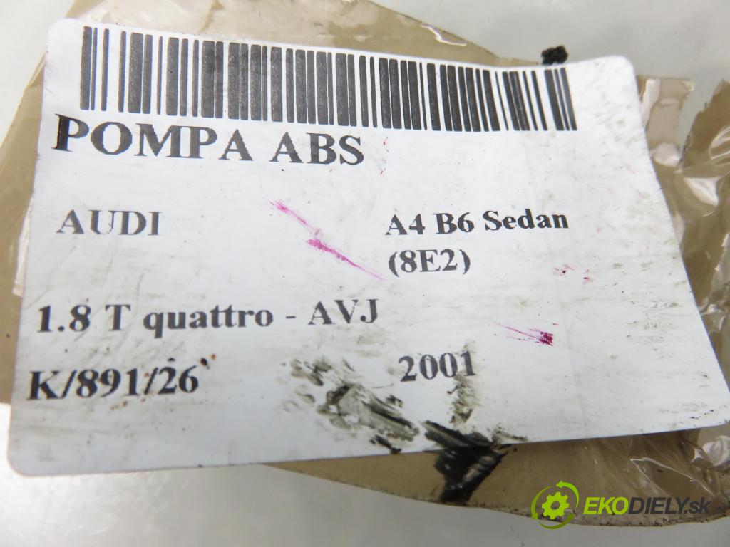 AUDI A4 (8E2, B6) SEDAN 2001 110,00 1.8 T quattro - AVJ 1781,00 Pumpa ABS 0265950012 ; 0265225045 ; 8E0614517A (Pumpa ABS)