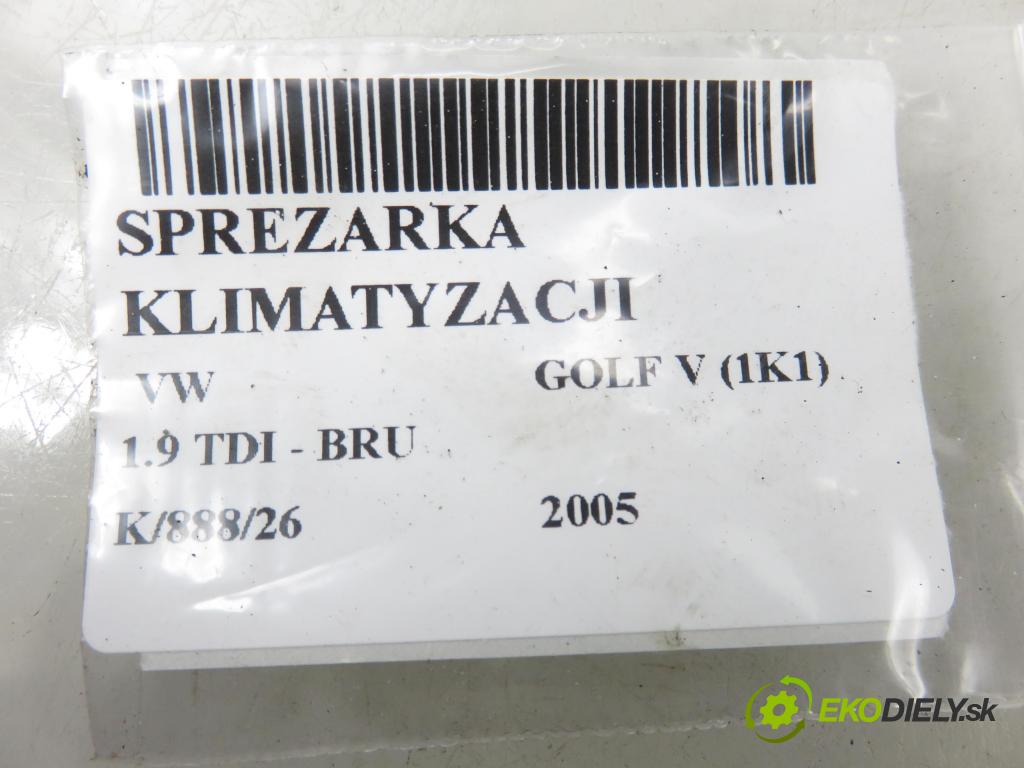 VW GOLF V (1K1) HB 2005 66,00 1.9 TDI PD 90 - BRU 1896,00 KOMPRESOR: klimatizácie 1K0820803G (Kompresor klimatizácie)