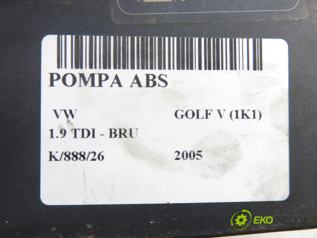 VW GOLF V (1K1) HB 2005 66,00 1.9 TDI PD 90 - BRU 1896,00 pumpa ABS 10096003483 ; 1K0907379K ; 10020601064 (Pumpa ABS)