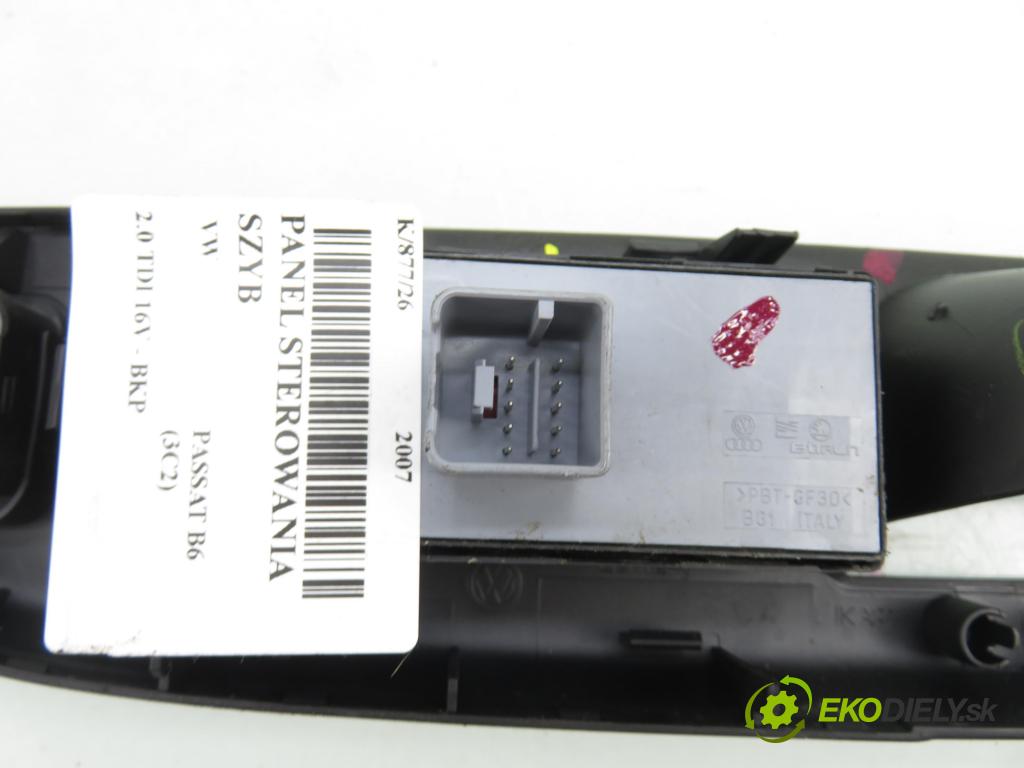 VW PASSAT B6 (3C2) SEDAN 2007 103,00 2.0 TDI 16V - BKP 1968,00 Panel ovládania okien 1K4959857B ; 1K0959565J ; 3C1867171B