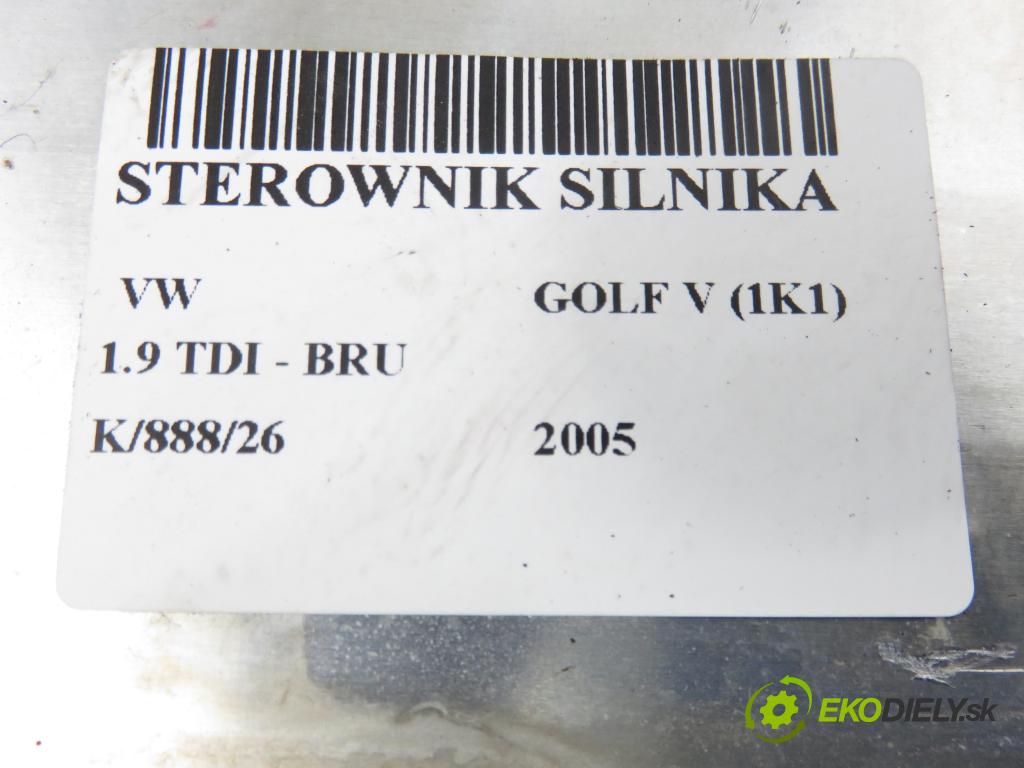 VW GOLF V (1K1) HB 2005 66,00 1.9 TDI - BRU 1896,00 Riadiaca jednotka Motor 0281011955 ; 03G906016FS