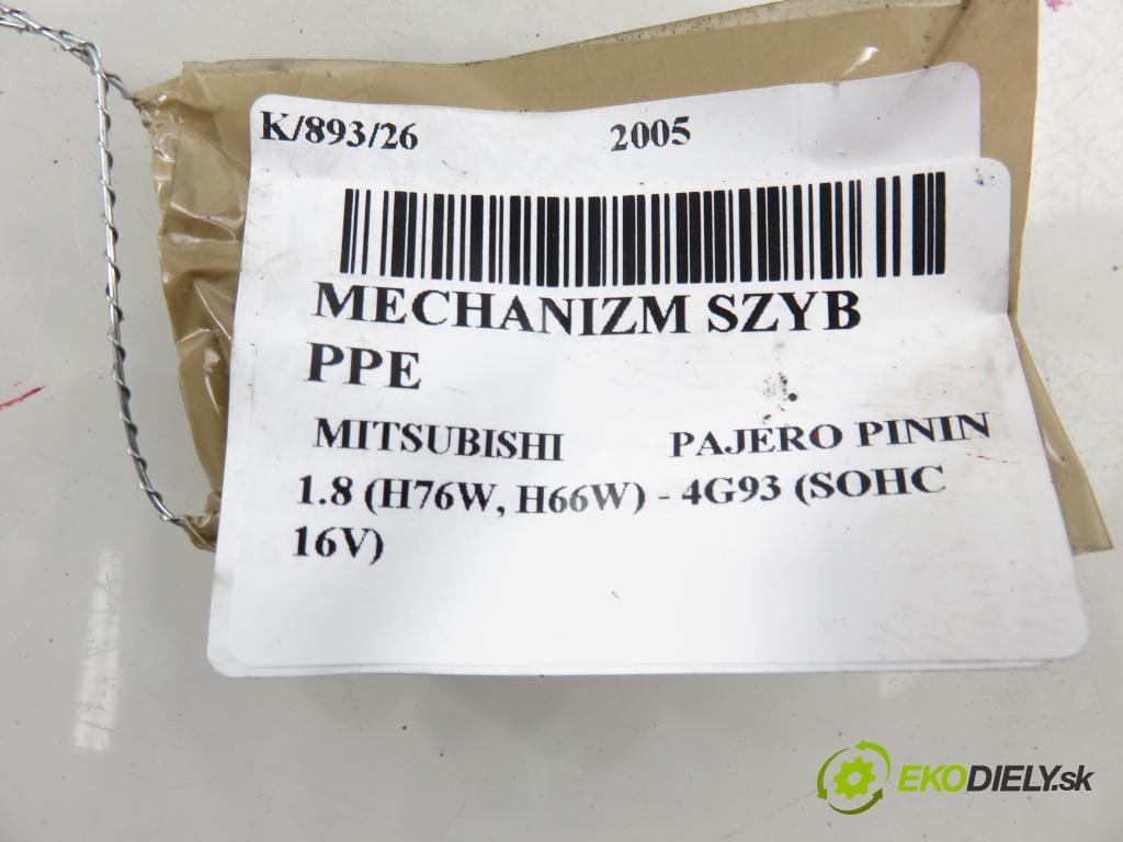 MITSUBISHI PAJERO PININ (H6_W, H7_W) TERENOWY 2005 84,00 1.8 (H76W, H66W) - 4G93 (SOHC 16V) 1834,00 Mechanizmus okien MR371762 ; 0620200392