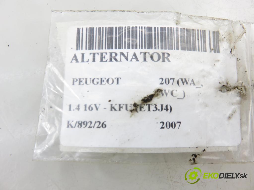 PEUGEOT 207 (WA_, WC_) HB 2007 65,00 1.4 16V - KFU (ET3J4) 1360,00 Alternátor 9656956280 (Alternátor)