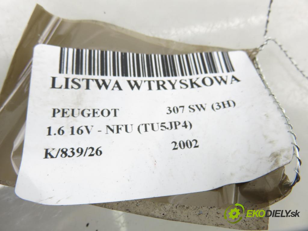 PEUGEOT 307 SW (3H) KOMBI 2002 81,00 1.6 16V - NFU (TU5JP4) 1587,00 Lišta vstrekovacia 9636520780 ; 0280156034 (Vstrekovacia lišta)