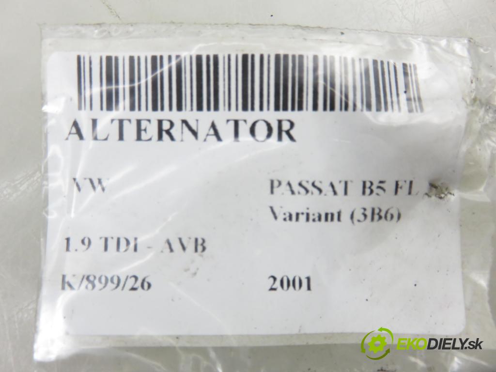VW PASSAT B5.5 Variant (3B6) KOMBI 2001 74,00 1.9 TDI - AVB 1896,00 Alternátor 028903031 ; 012451583 (Alternátor)