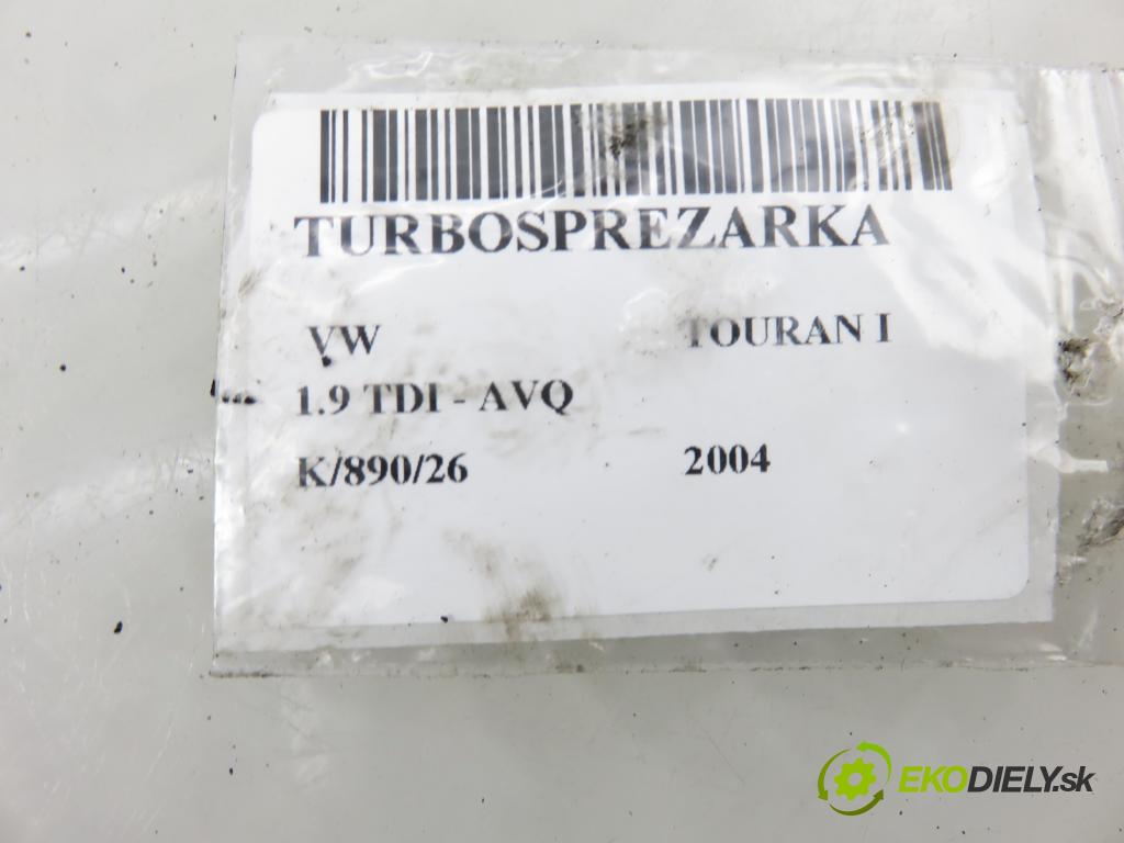 VW TOURAN (1T1, 1T2) MINIVAN 2004 74,00 1.9 TDI PD 100 - AVQ 1896,00 Turbodúchadlo 038253016R (Turbodúchadlo (kompletné))