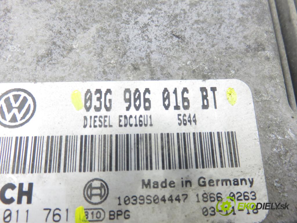 VW TOURAN (1T1, 1T2) MINIVAN 2004 74,00 1.9 TDI PD 100 - AVQ 1896,00 řídící jednotka motora 03G906016BT ; 0281011761