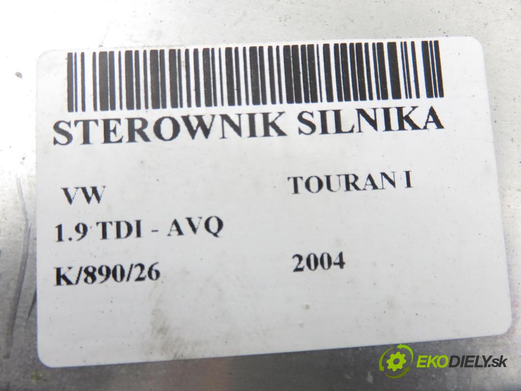 VW TOURAN (1T1, 1T2) MINIVAN 2004 74,00 1.9 TDI PD 100 - AVQ 1896,00 řídící jednotka motora 03G906016BT ; 0281011761