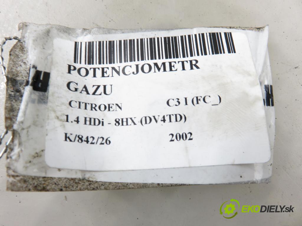CITROEN C3 I (FC_) HB 2002 50,00 1.4 HDi 8V - 8HX 1398,00 potenciometr plynového pedálu 0280752251 ; 9646702180 ; F00C3E2427 (Potenciometr plynového pedálu)