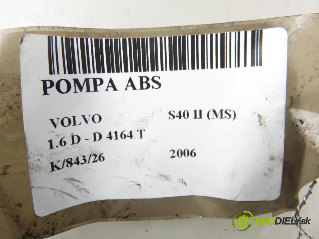 VOLVO S40 II (MS) SEDAN 2006 81,00 1.6 D - D 4164 T 1560,00 pumpa ABS 30742665AA ; 10096004253 (Pumpa ABS)