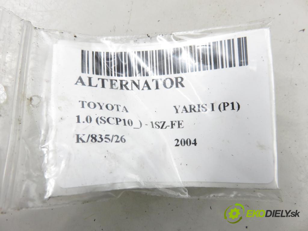 TOYOTA YARIS (_P1_) HB 2004 50,00 1.0 (SCP10_) - 1SZ-FE 998,00 Alternátor 270600J040 ; MS1022118200 (Alternátor)