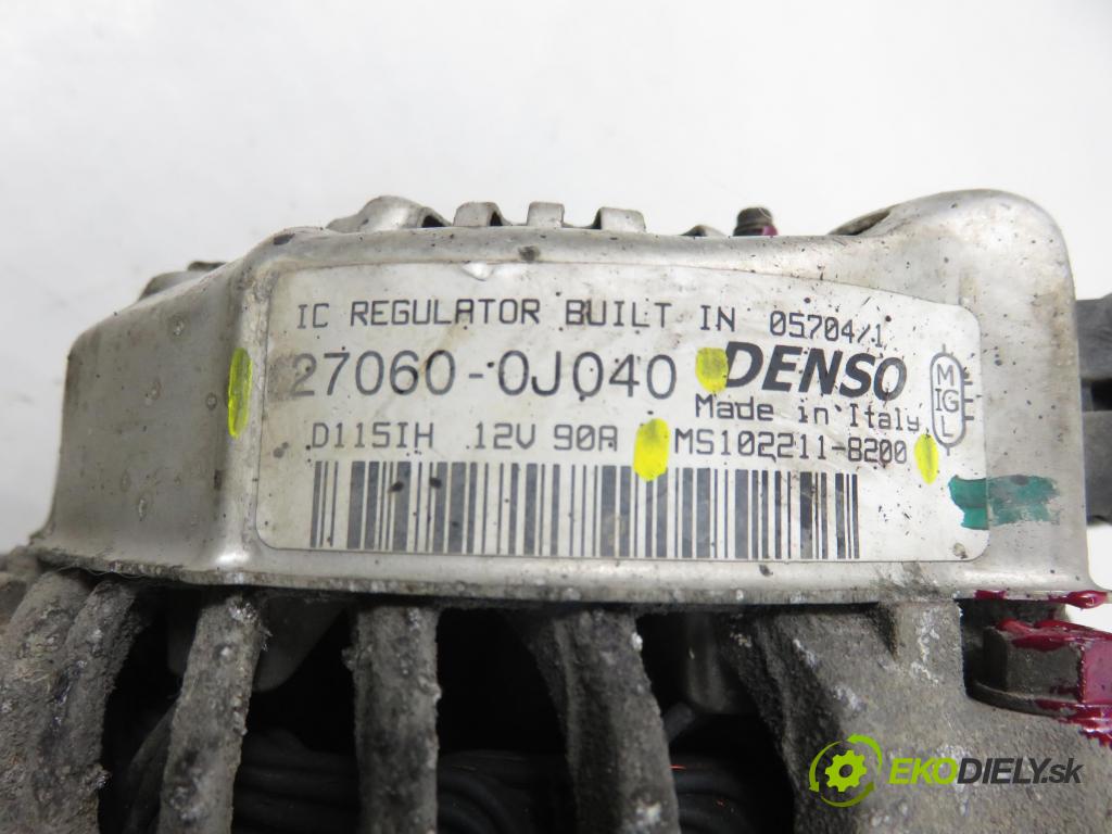 TOYOTA YARIS (_P1_) HB 2004 50,00 1.0 (SCP10_) - 1SZ-FE 998,00 Alternátor 270600J040 ; MS1022118200 (Alternátor)